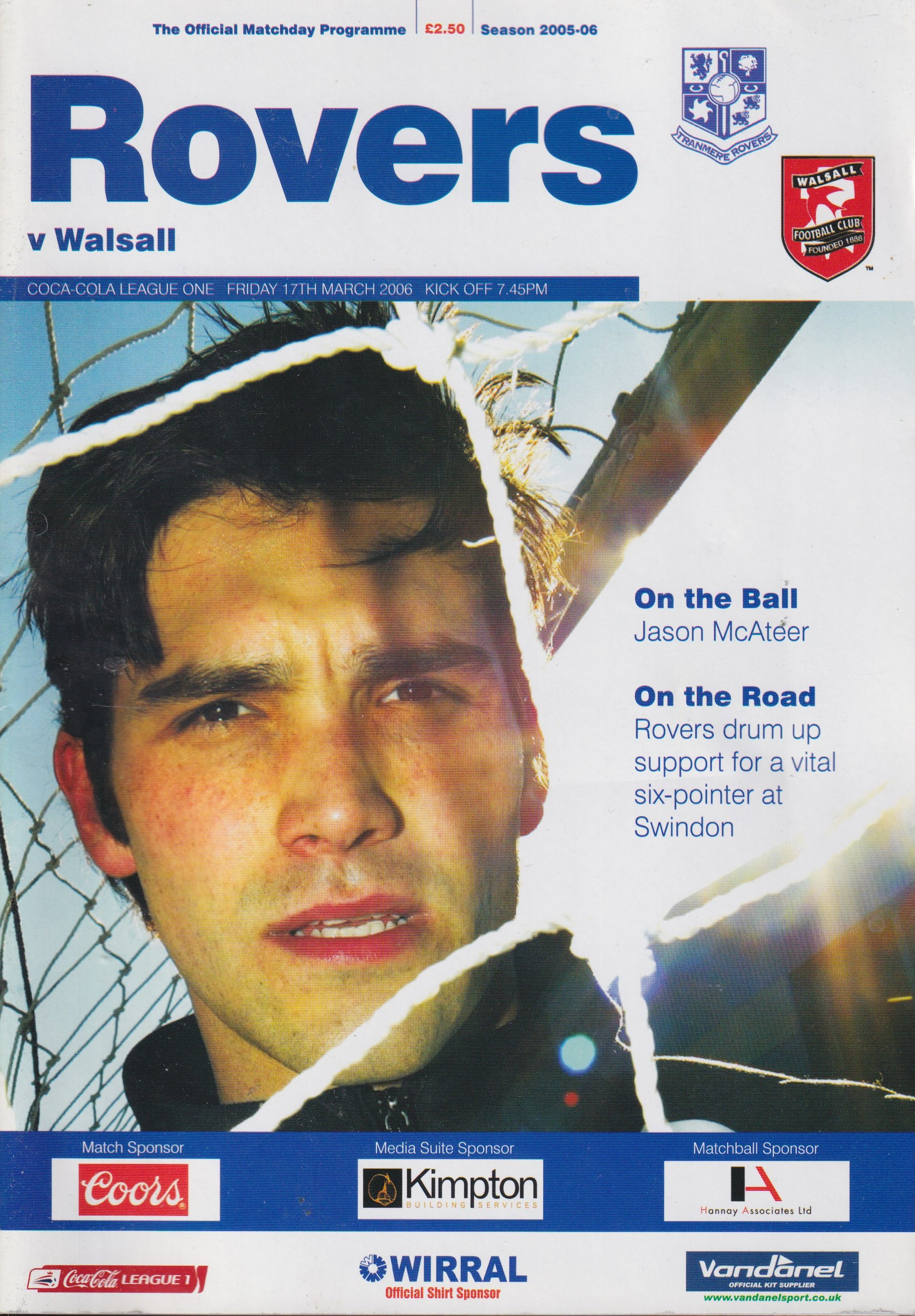 Tranmere Rovers v Walsall match programme